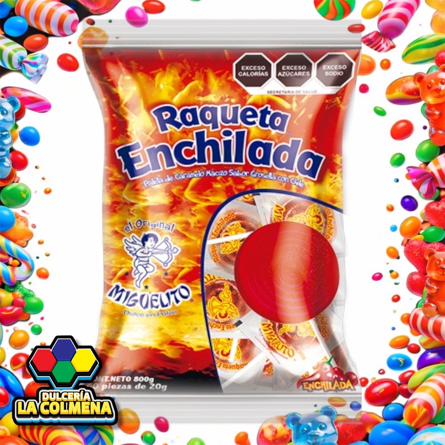 Paleta Raqueta Enchilada Miguelito 40 piezas