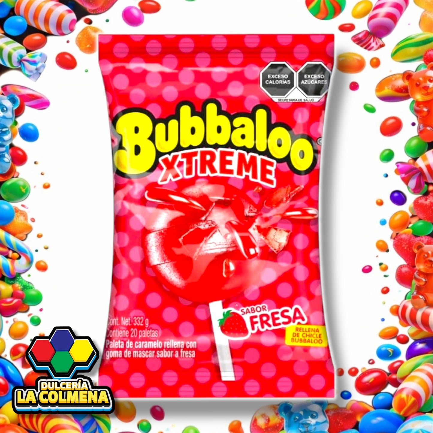 Paleta Bubbaloo Xtreme Fresa 20 piezas