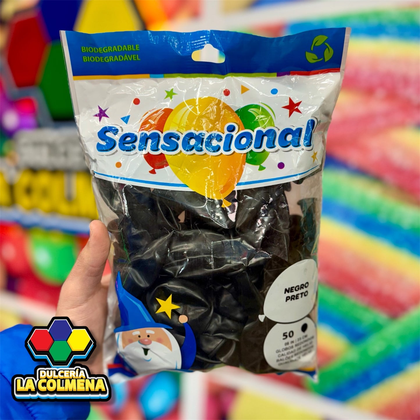 Globo negro 9 pulgadas 50 piezas