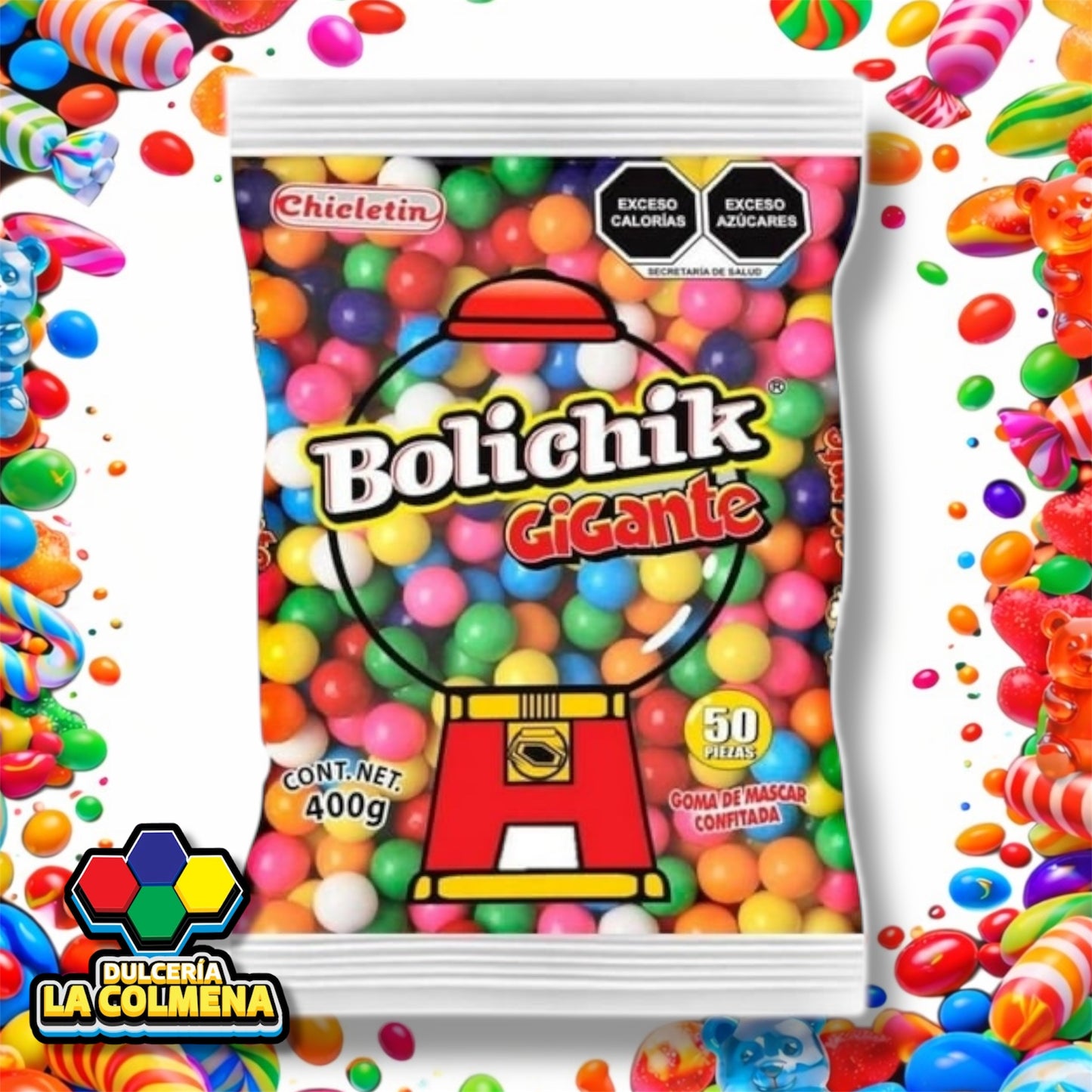 Chicle Bola Bolichik gigante 50 piezas