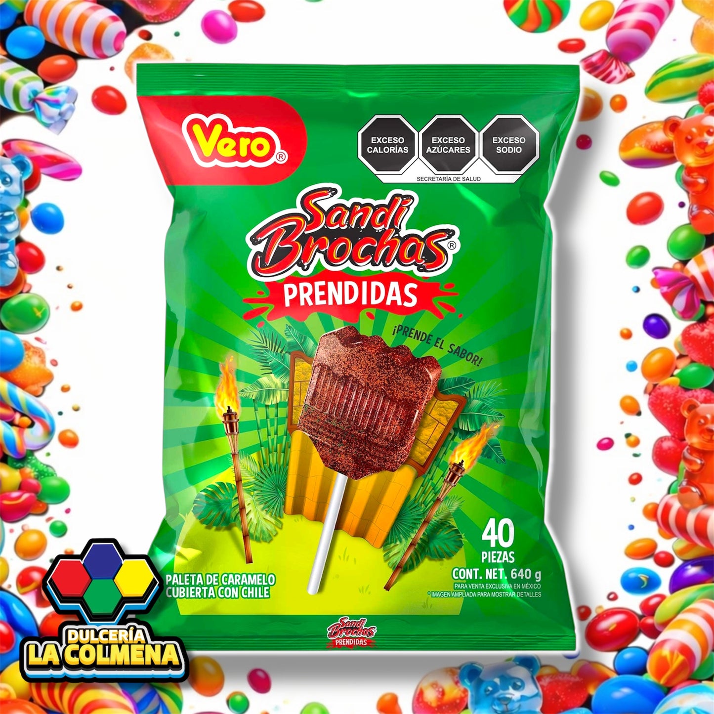 Paleta Sandi Brochas Prendidas 40 piezas