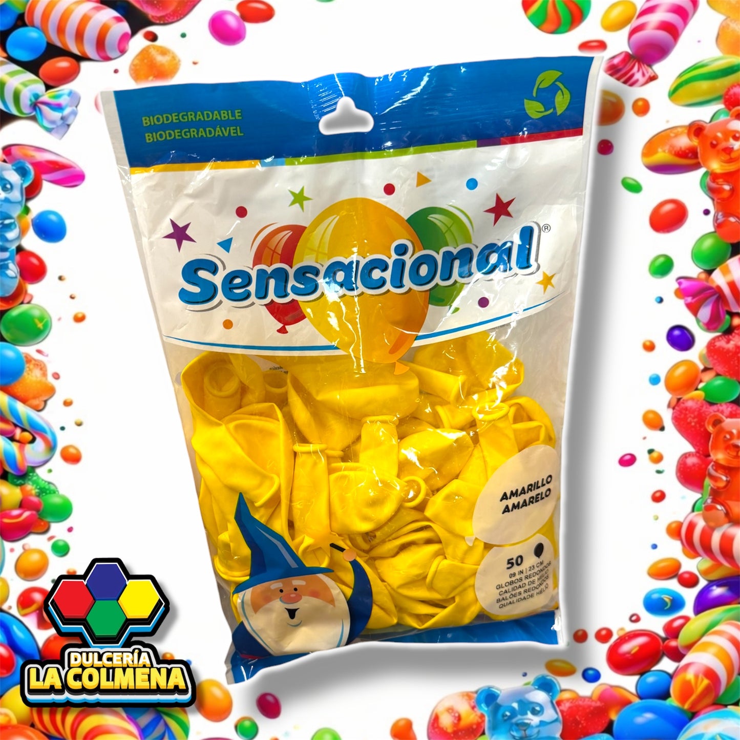 Globo Amarillo 9 pulgadas 50 piezas