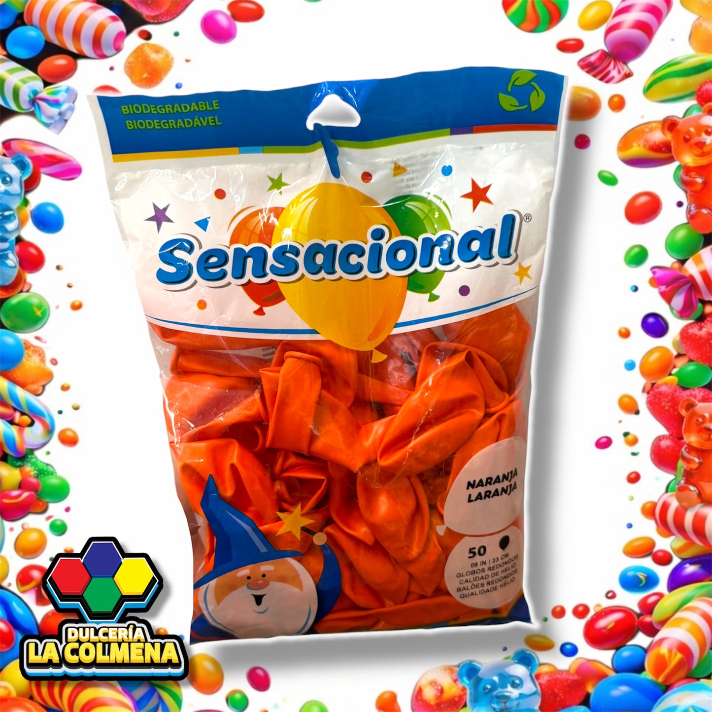 Globo Naranja 9 pulgadas 50 piezas