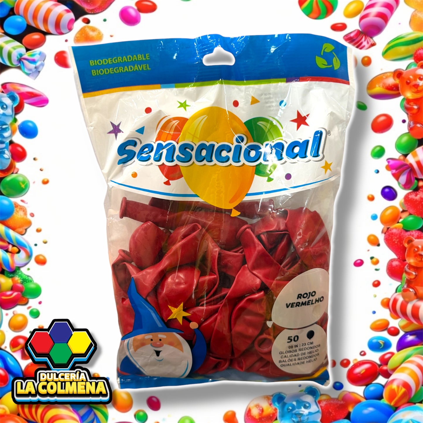 Globo Rojo 9 pulgadas 50 piezas