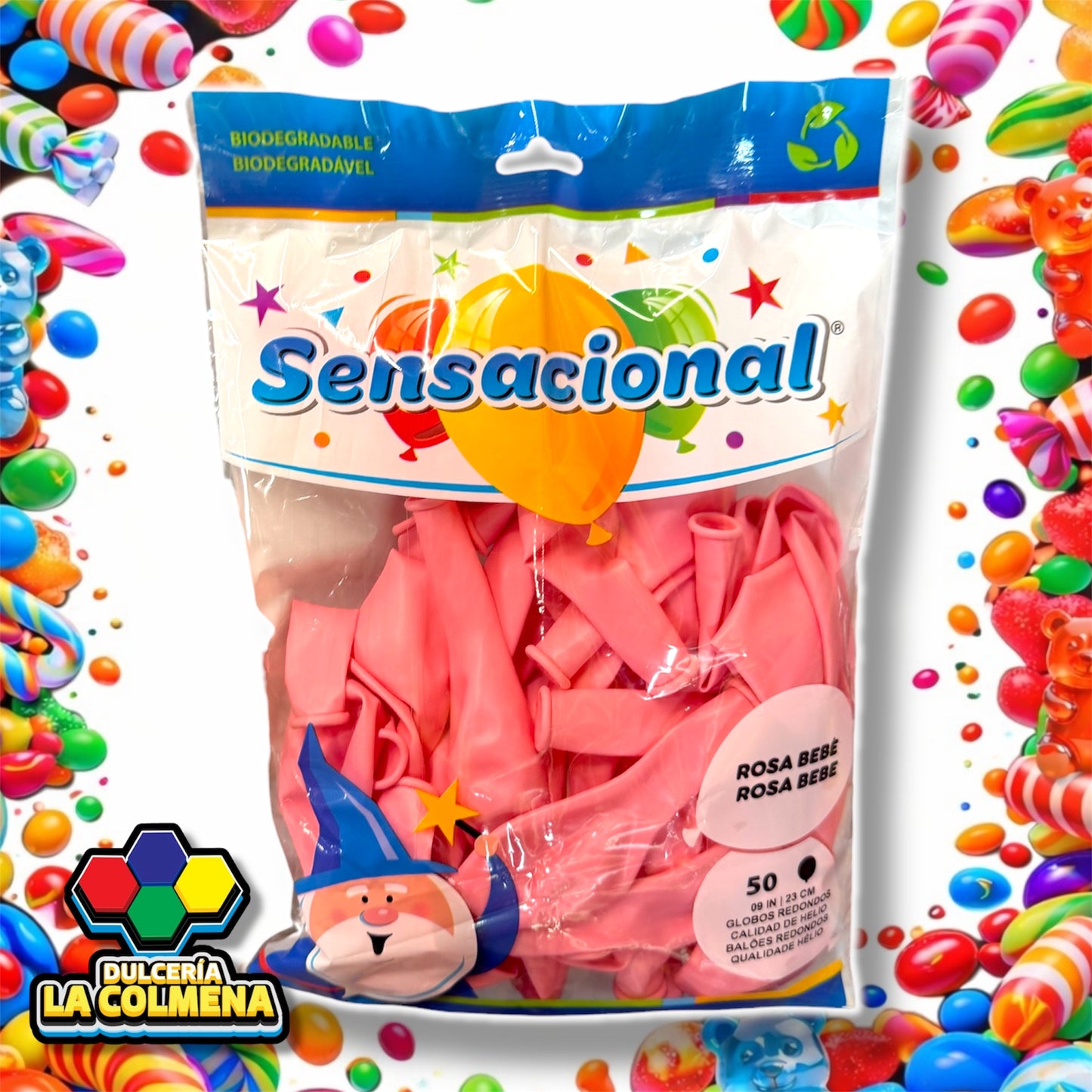 Globo Rosa Bebé 9 pulgadas 50 piezas