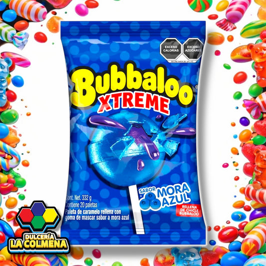 Paleta Bubbaloo Xtreme Mora Azul 20 piezas