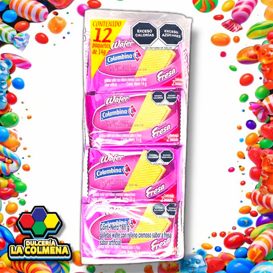 Galleta Wafer Fresa 12 piezas