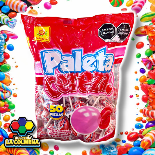Paleta Cereza De La Rosa 50 piezas