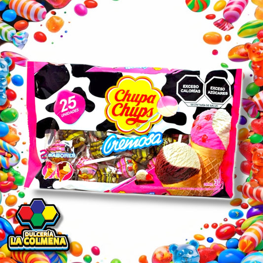 Paleta Cremosa Chupa Chups 25 piezas