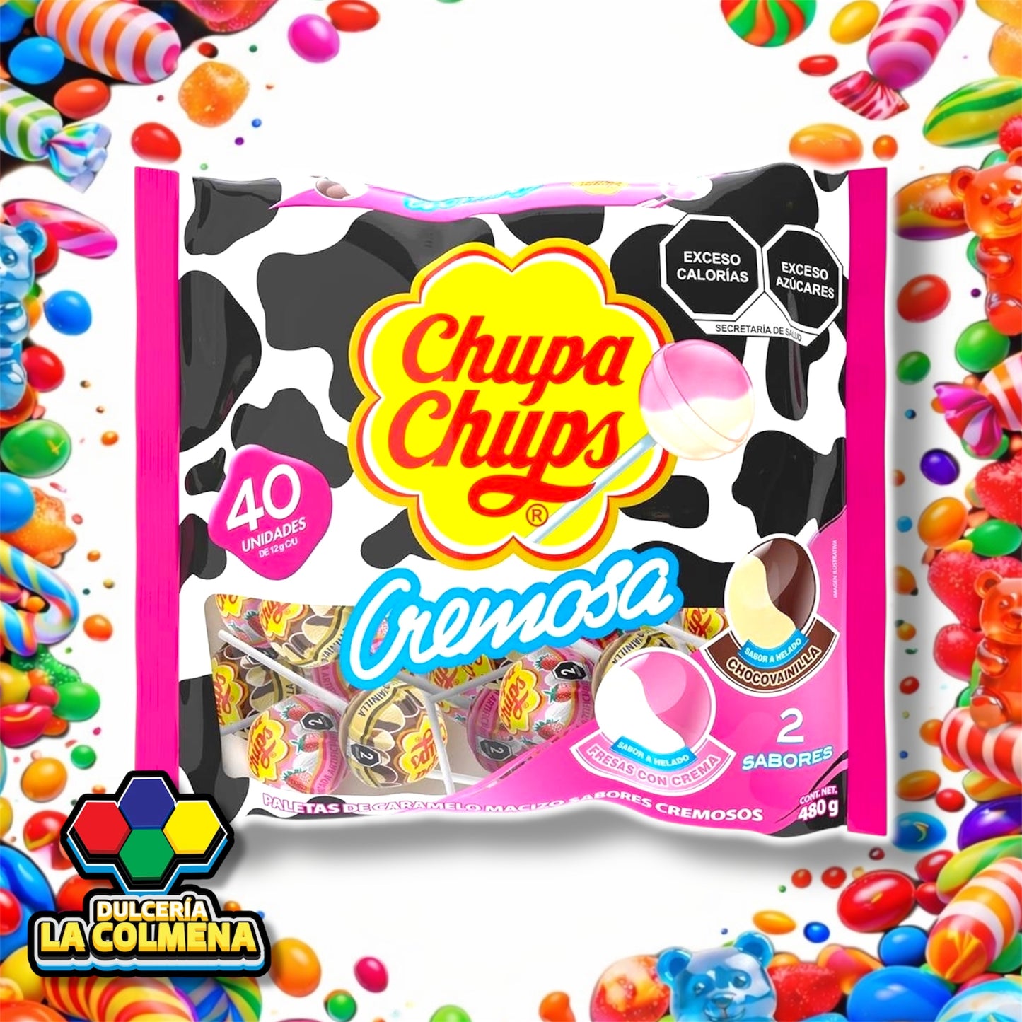 Paleta Cremosa Chupa Chups 40 piezas
