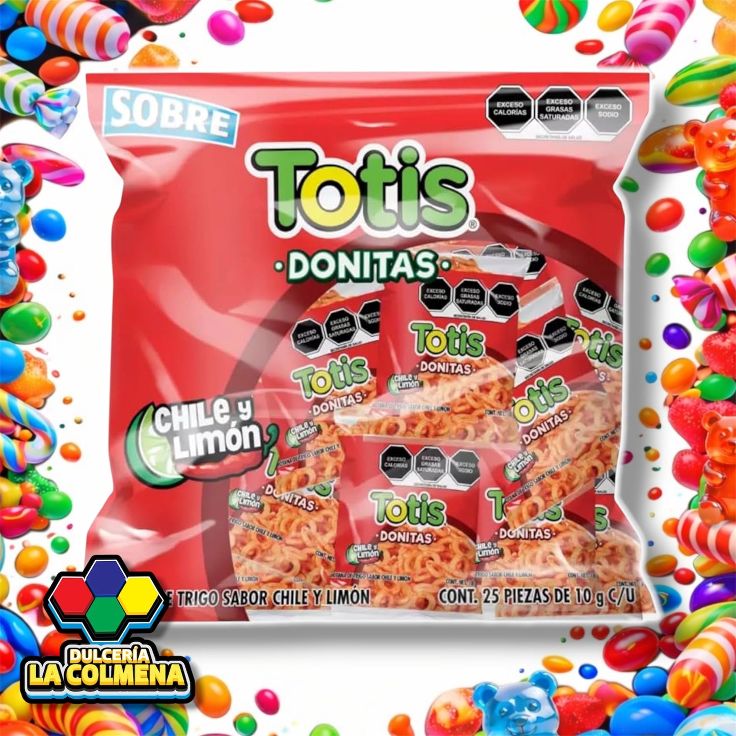 Totis Donitas Chile y Limón 25 piezas