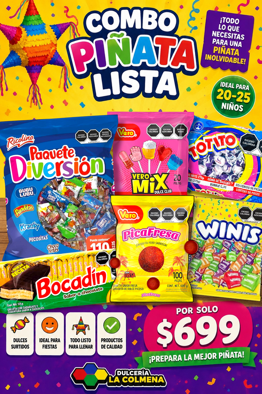 Combo Piñata Lista 20-25 niños