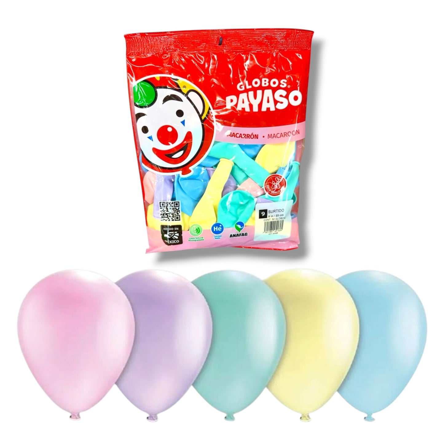 Globo Surtido Macarrón 9 pulgadas 50 piezas
