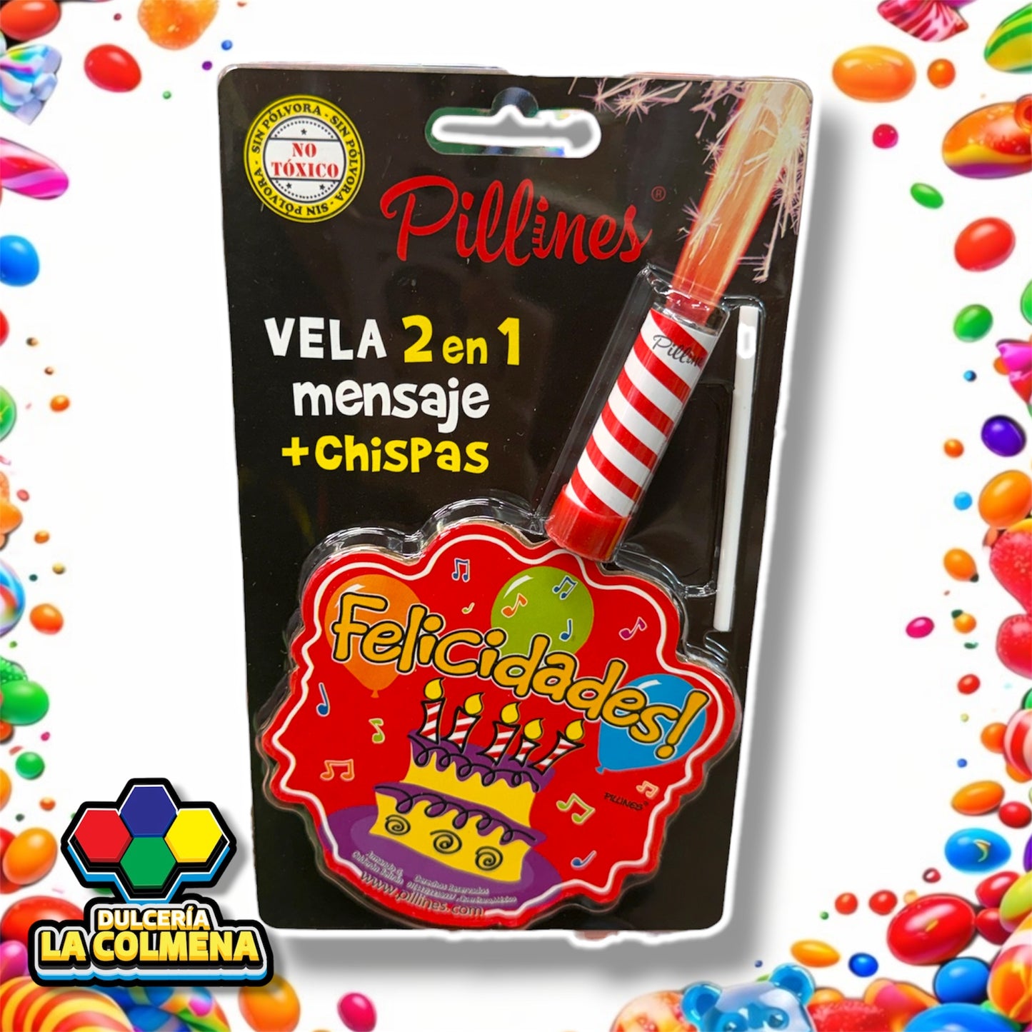 Vela Mensaje + Chispas Felicidades