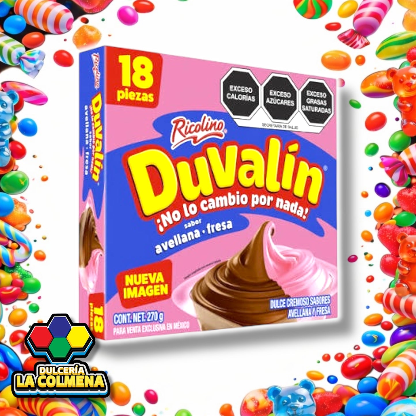 Duvalín sabor avellana fresa 18 piezas