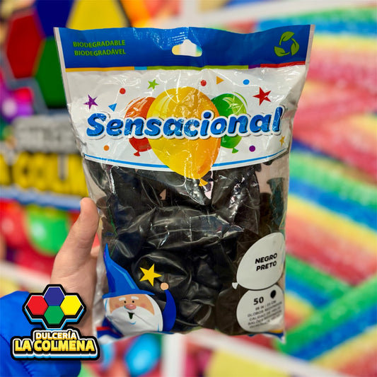 Globo negro 9 pulgadas 50 piezas