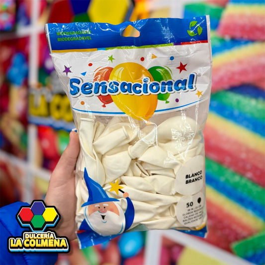 Globo blanco 9 pulgadas 50 piezas