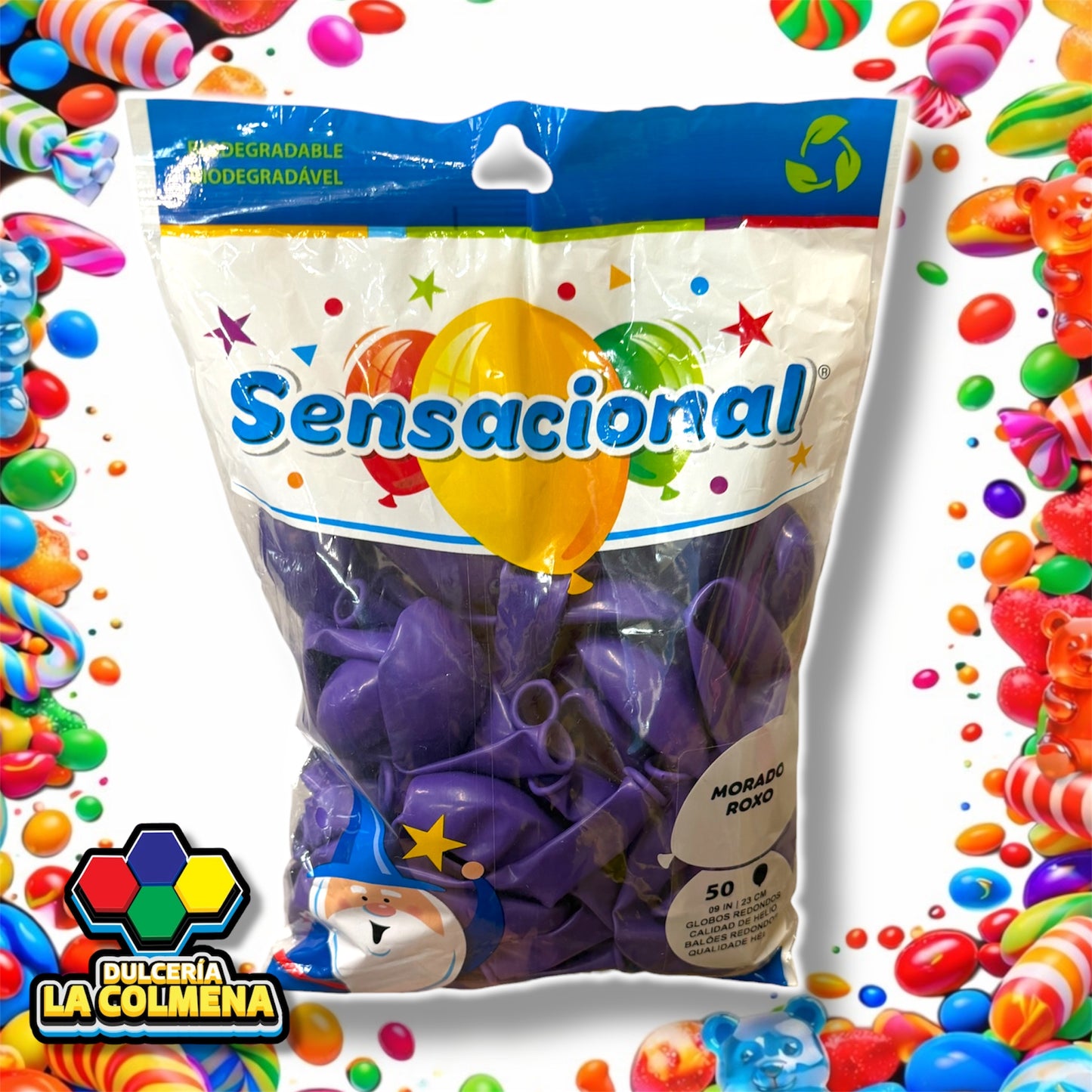 Globo Morado 9 pulgadas 50 piezas