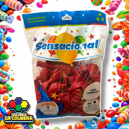 Globo Rojo 9 pulgadas 50 piezas