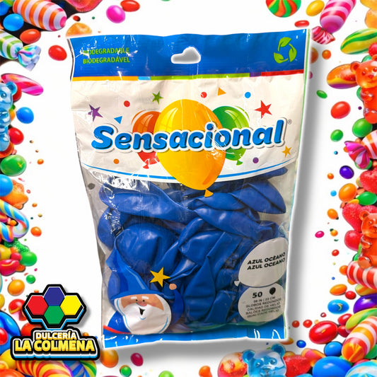 Globo Azul Océano 9 pulgadas 50 piezas