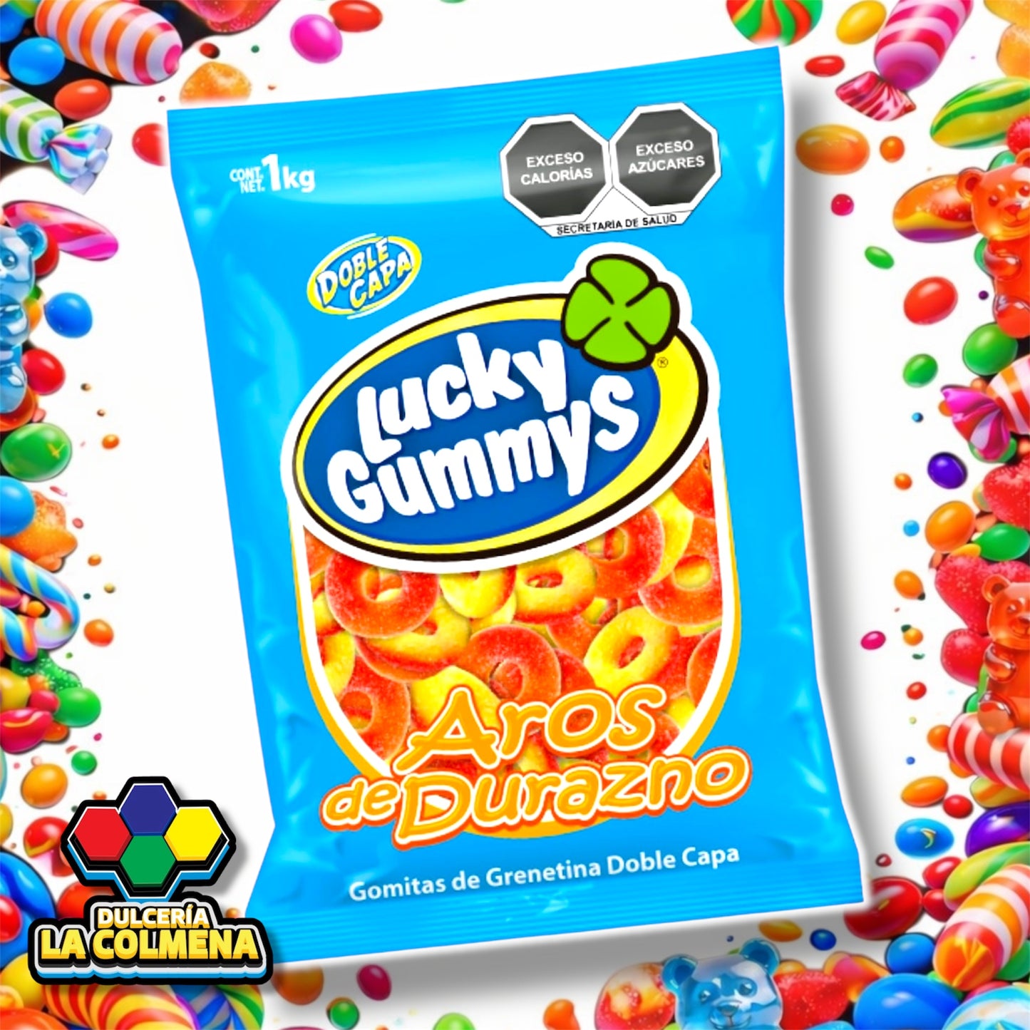Aros de Durazno Lucky Gummys 1 Kg
